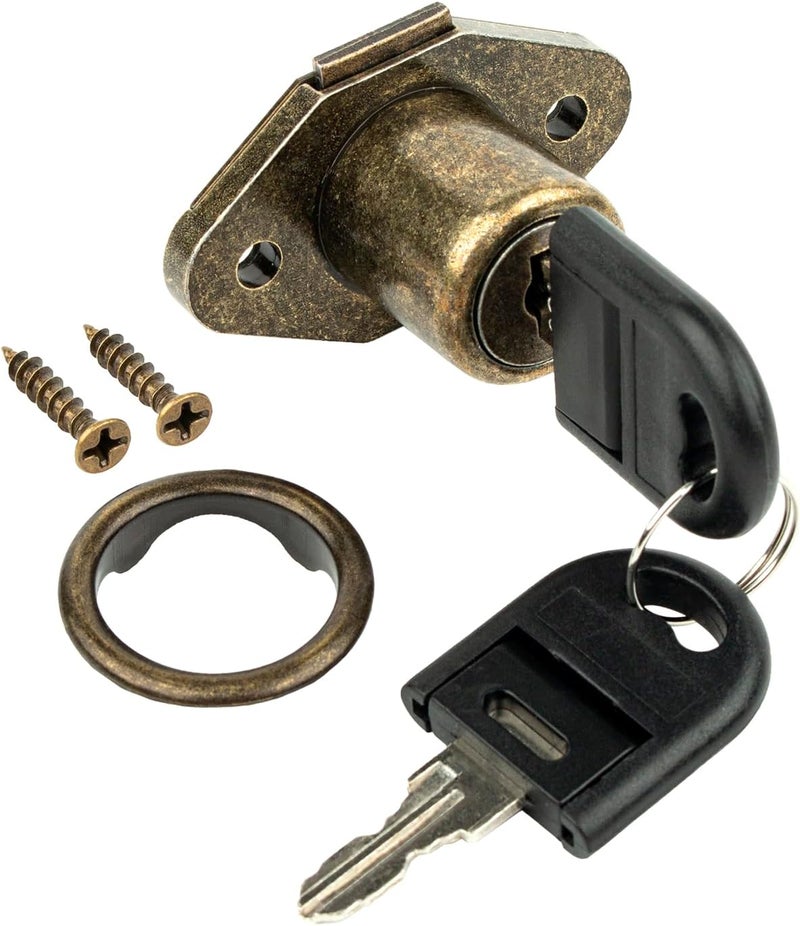 Xinxinlin Antique Bronze Desk Drawer Lock with Key - Secure Replacement Cabinet Lock for Dresser, Filing Cabinets & Office Furniture - Keyed Drawer Locks for Desk Cabinets & Drawers - Image 1